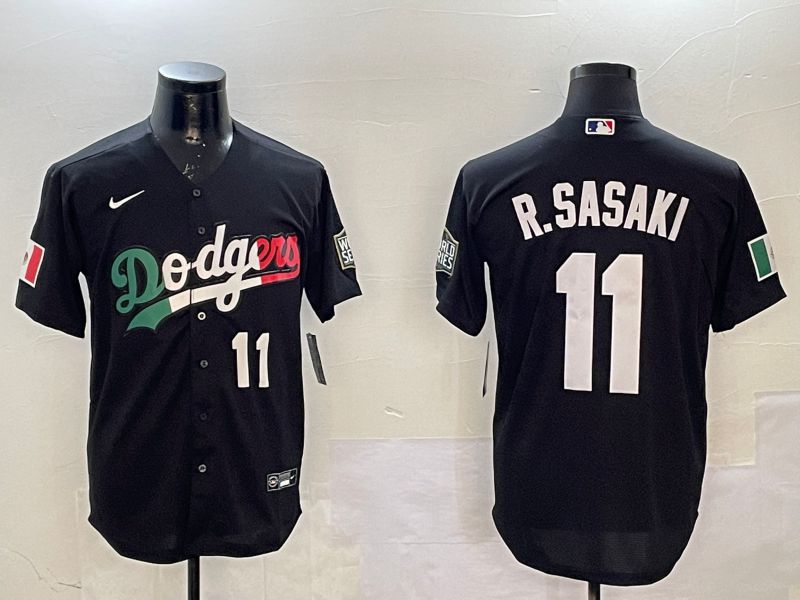 Men Los Angeles Dodgers #11 R.Sasaki Black Fashion Game 2025 Nike MLB Jersey style 4